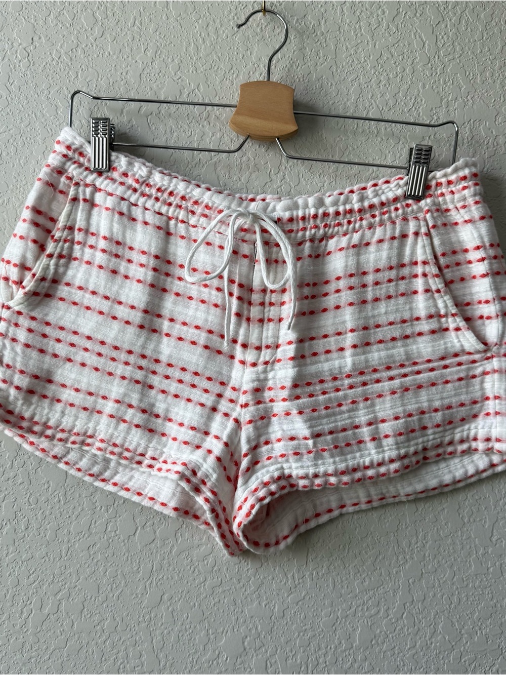 Lou & Grey Cotton White Shorts with Red Stripe Detail
